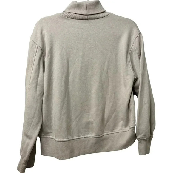 Zara Turtleneck Cropped Sweatshirt Pullover Size Small Cream Trendy Fall Neutral - Picture 2 of 5